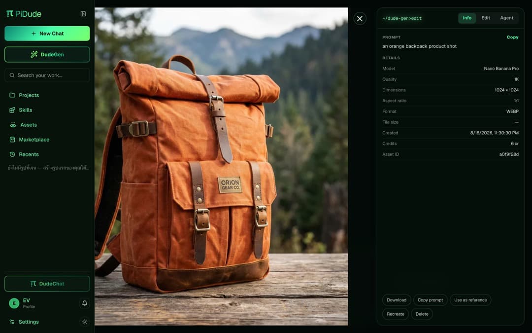 Polished edit result in the Dude viewer